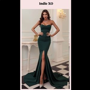 Green Strapless Mermaid Dress Gown